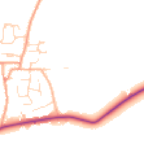 Daytime road noise heatmap for PE28 3NX