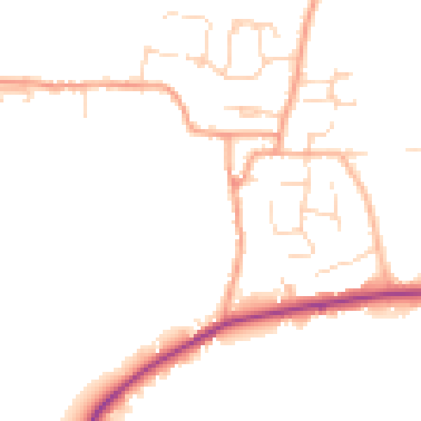 Daytime road noise heatmap for PE28 3NZ