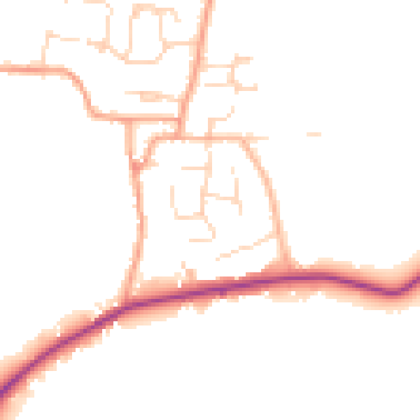 Daytime road noise heatmap for PE28 3XA