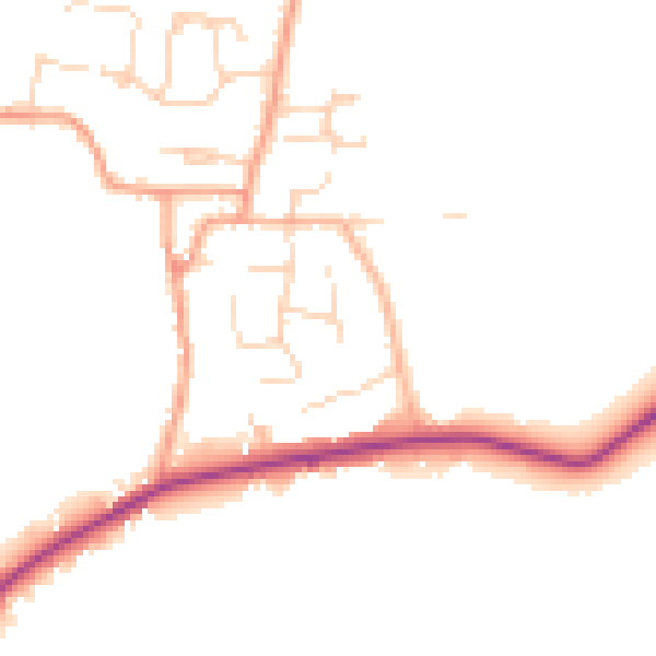 Daytime road noise heatmap for PE28 3XD