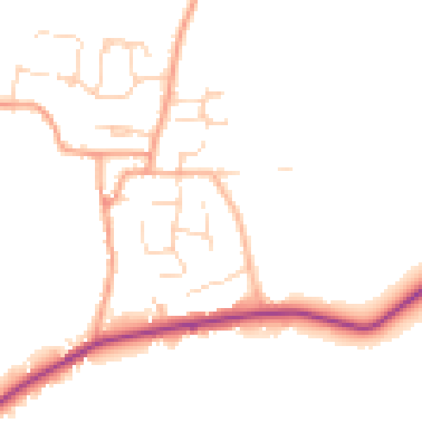 Daytime road noise heatmap for PE28 3XE