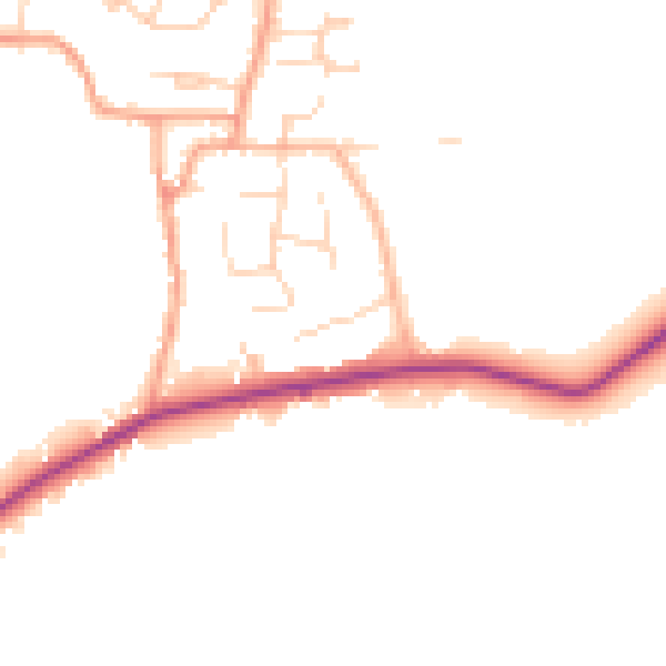 Daytime road noise heatmap for PE28 3XQ