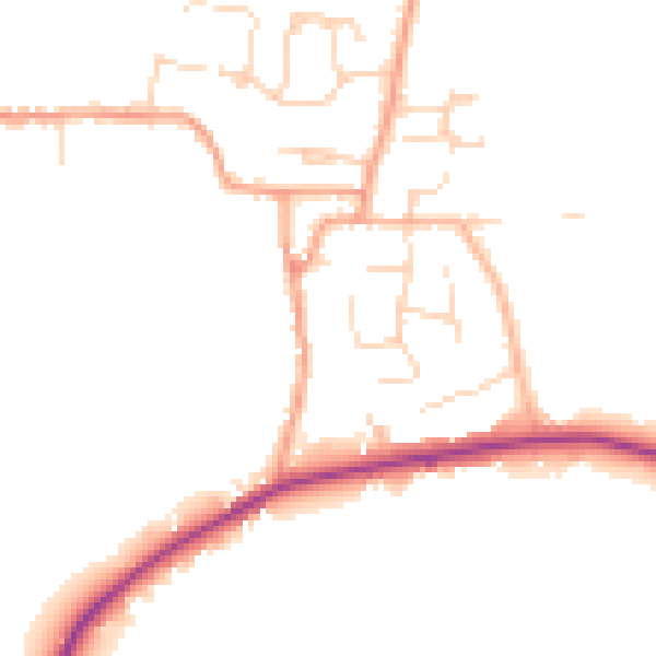Daytime road noise heatmap for PE28 3XZ