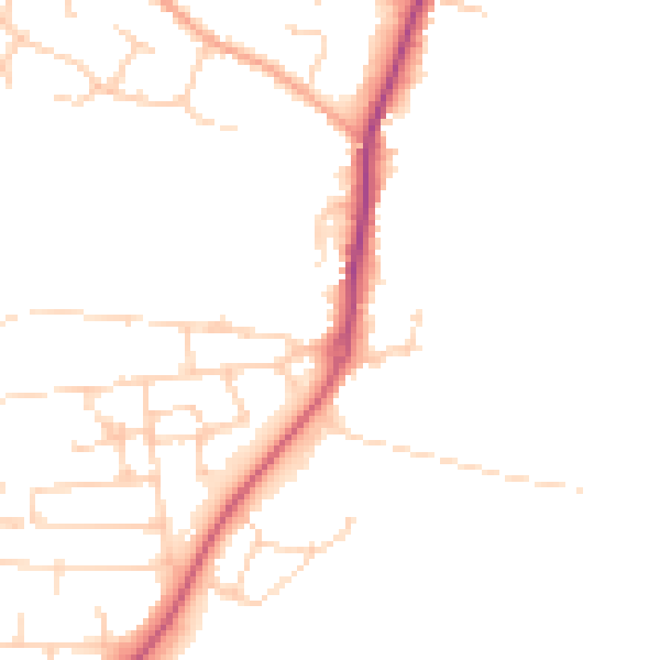 Daytime road noise heatmap for PE28 4BY