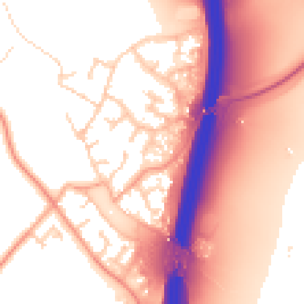 Daytime road noise heatmap for PE28 4ED