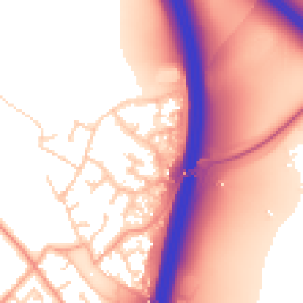 Daytime road noise heatmap for PE28 4EH