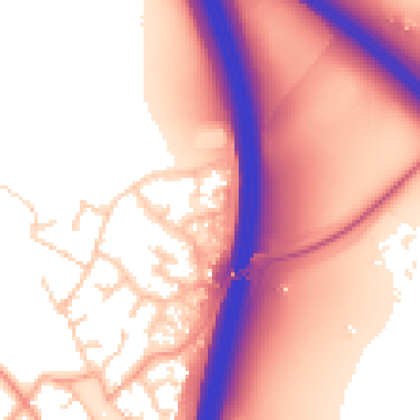 Daytime road noise heatmap for PE28 4EL