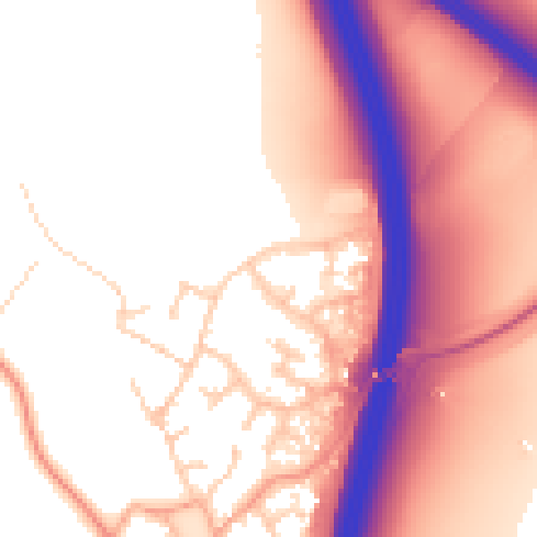 Daytime road noise heatmap for PE28 4EQ