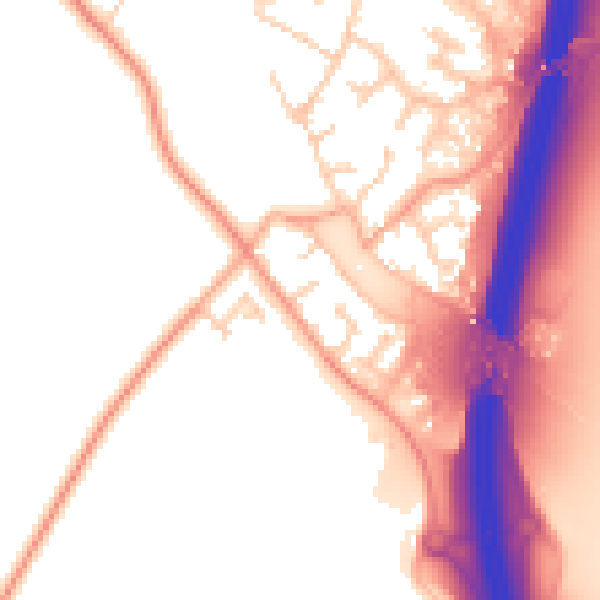 Daytime road noise heatmap for PE28 4ES