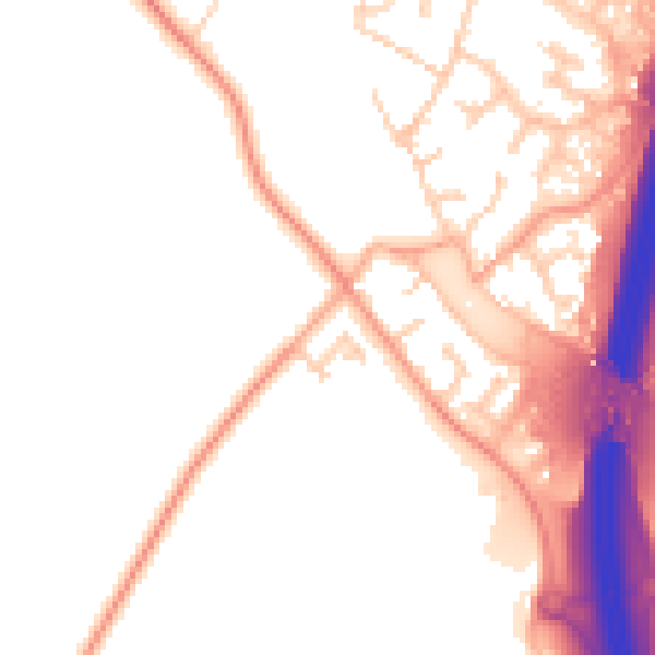 Daytime road noise heatmap for PE28 4ET