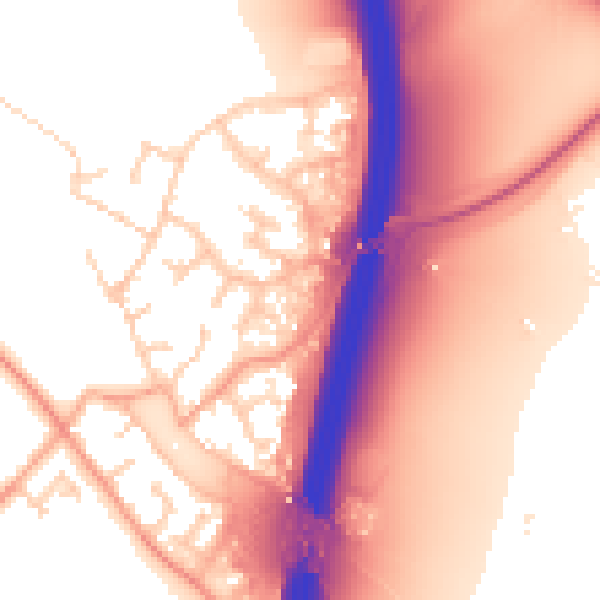 Daytime road noise heatmap for PE28 4EY