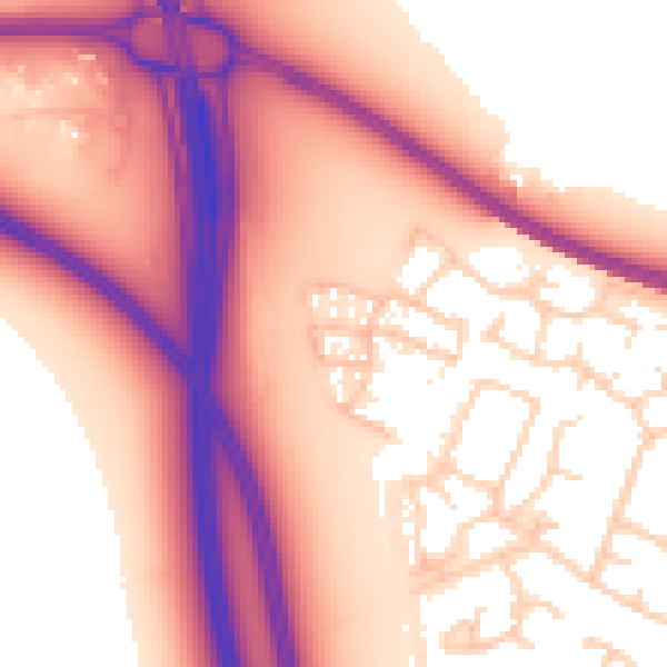 Daytime road noise heatmap for PE28 4GP