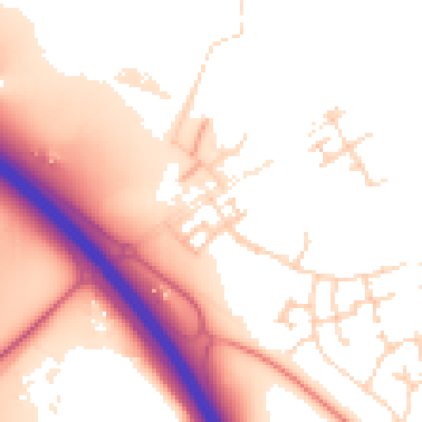 Daytime road noise heatmap for PE28 4HJ