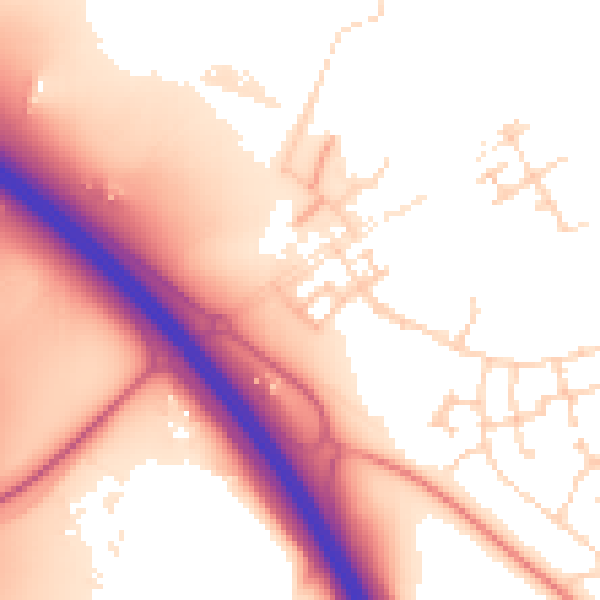 Daytime road noise heatmap for PE28 4HW