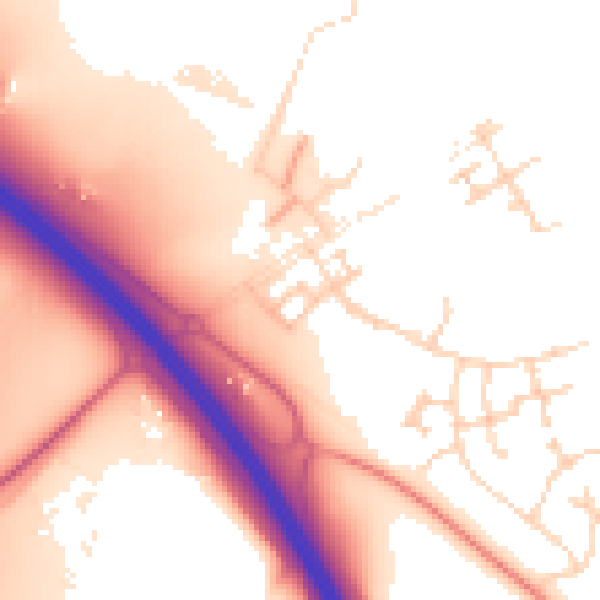 Daytime road noise heatmap for PE28 4LG