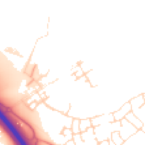 Daytime road noise heatmap for PE28 4LN