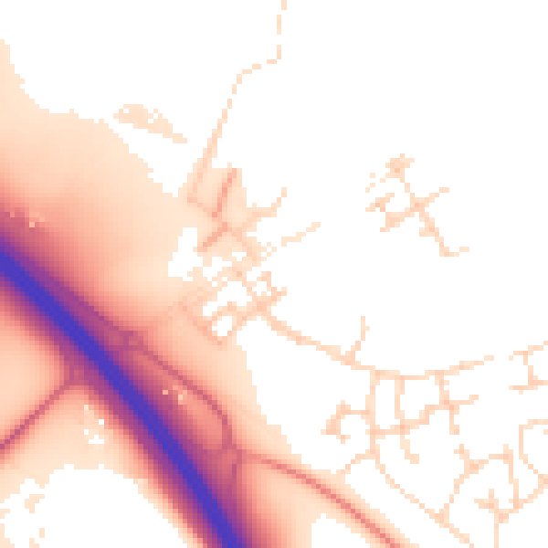 Daytime road noise heatmap for PE28 4LX
