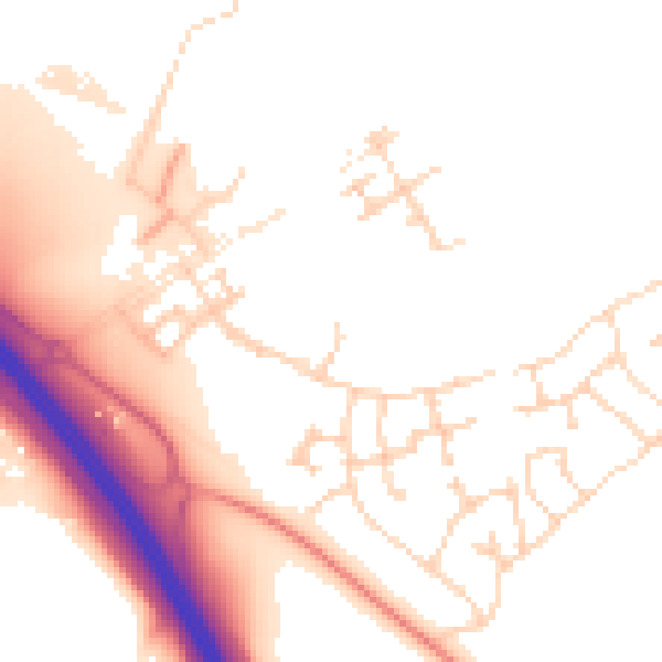 Daytime road noise heatmap for PE28 4LZ