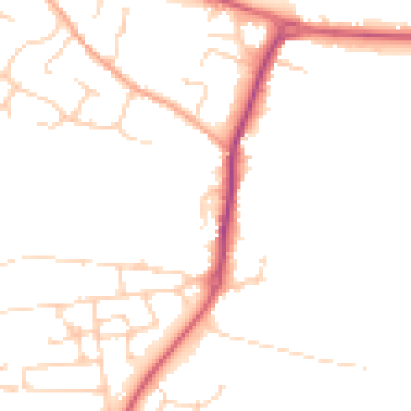 Daytime road noise heatmap for PE28 4NW