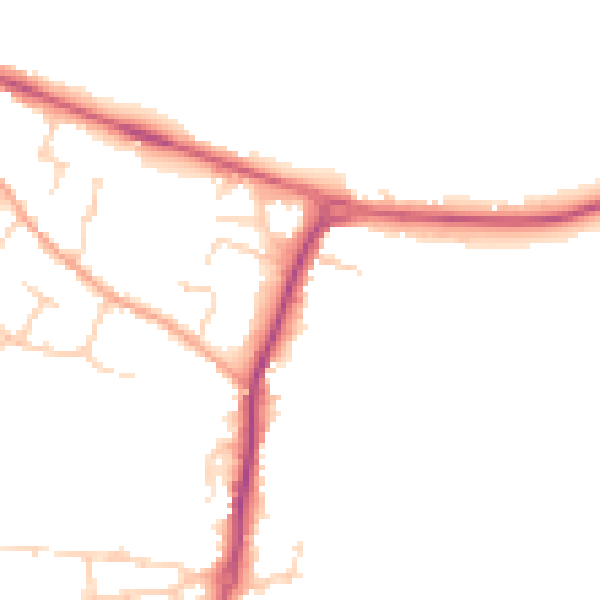 Daytime road noise heatmap for PE28 4PF