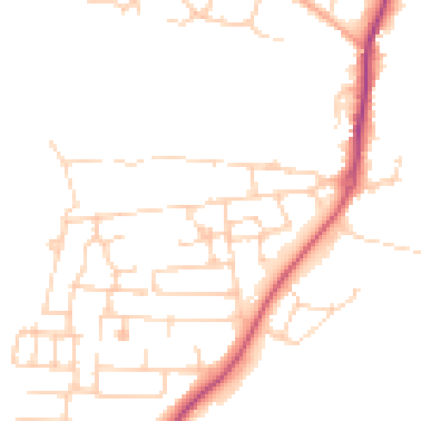 Daytime road noise heatmap for PE28 4QL