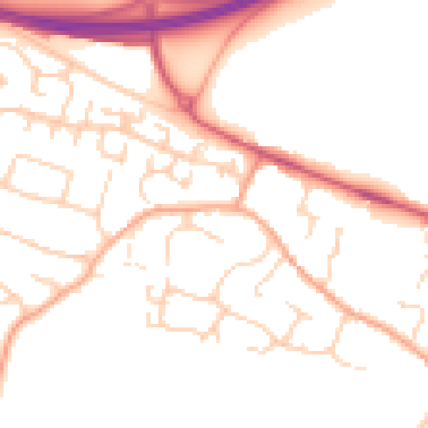 Daytime road noise heatmap for PE28 4RA
