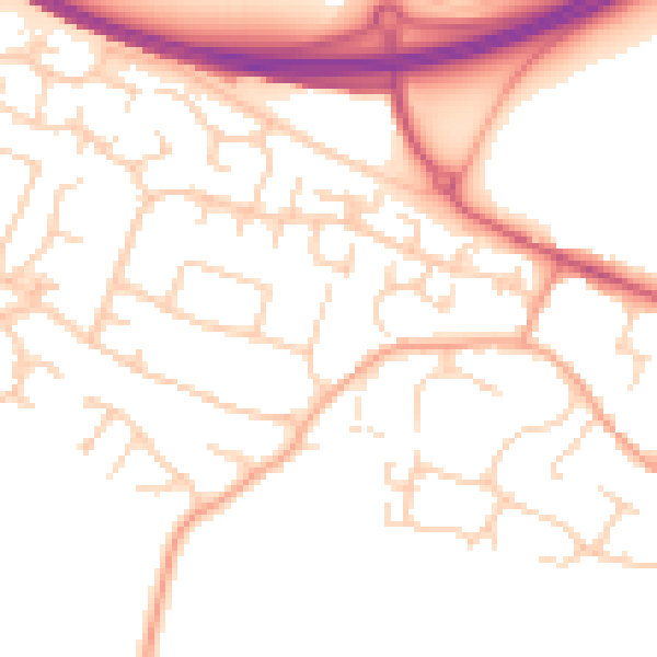 Daytime road noise heatmap for PE28 4RW