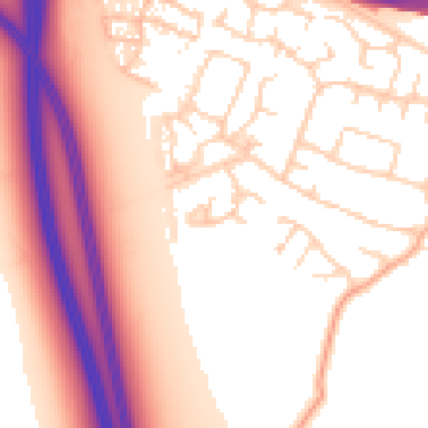 Daytime road noise heatmap for PE28 4SU