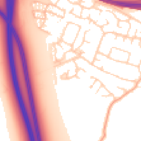 Daytime road noise heatmap for PE28 4SZ