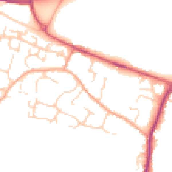 Daytime road noise heatmap for PE28 4TH