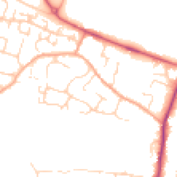 Daytime road noise heatmap for PE28 4TJ