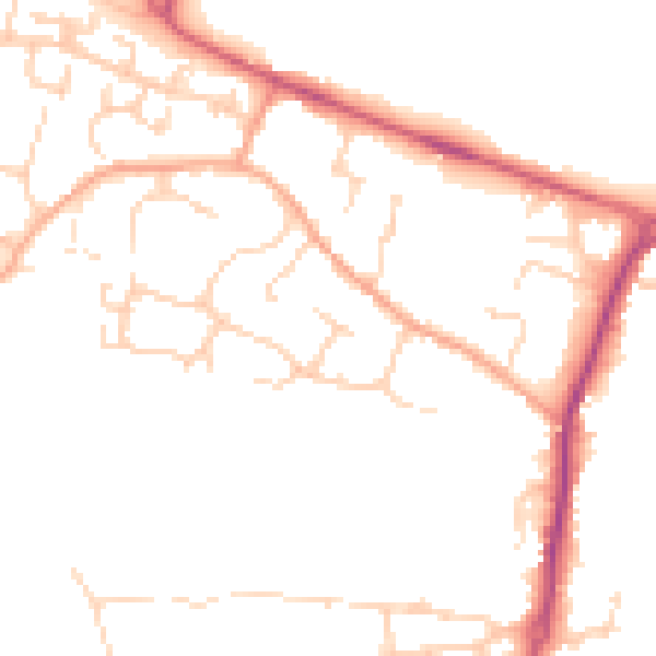 Daytime road noise heatmap for PE28 4TP