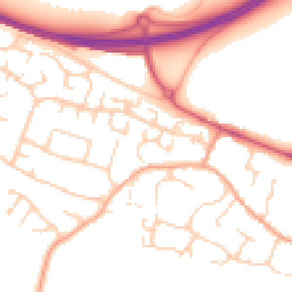 Daytime road noise heatmap for PE28 4UH