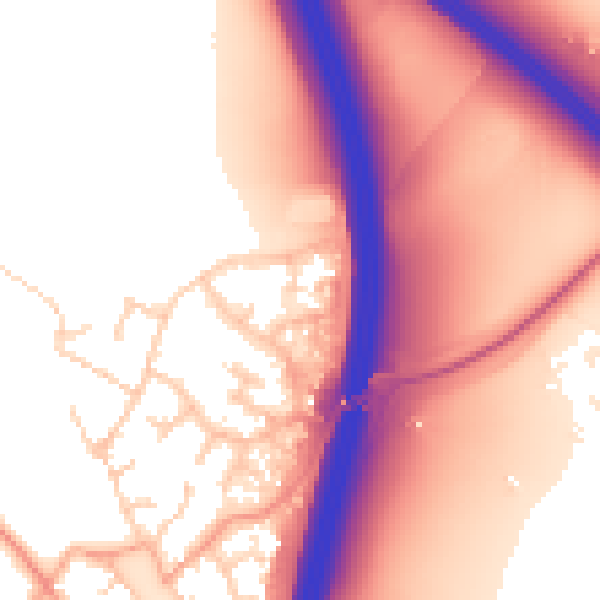 Daytime road noise heatmap for PE28 4WA