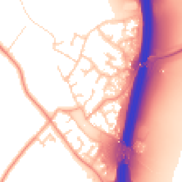 Daytime road noise heatmap for PE28 4WU