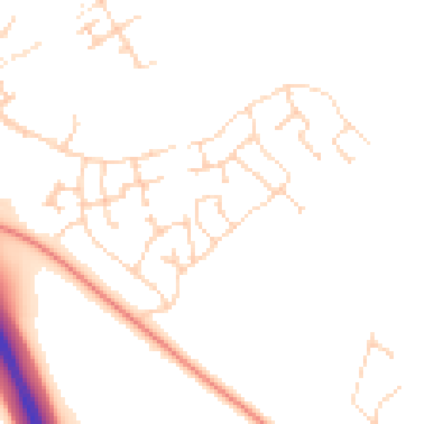 Daytime road noise heatmap for PE28 4XJ