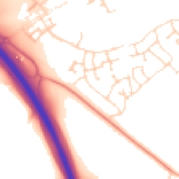 Daytime road noise heatmap for PE28 4XL