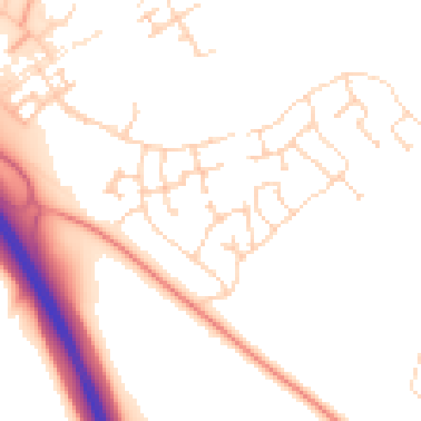 Daytime road noise heatmap for PE28 4XR