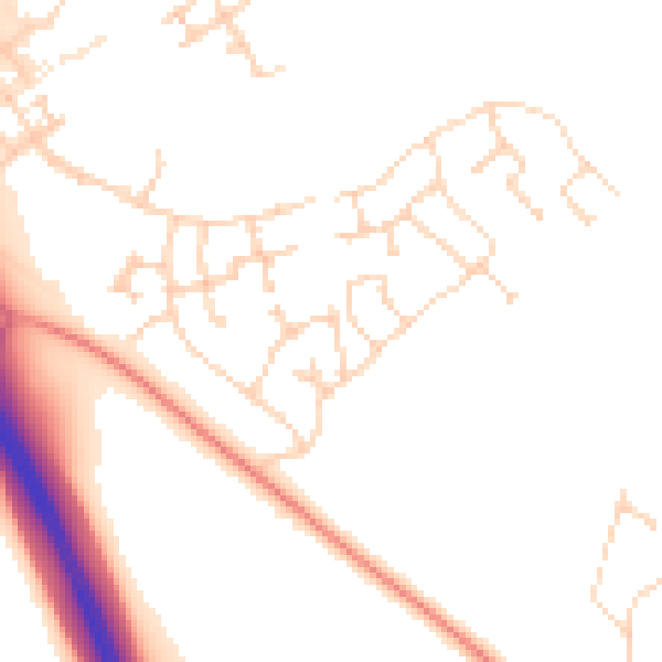 Daytime road noise heatmap for PE28 4XT