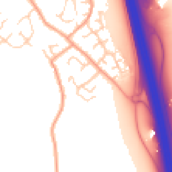 Daytime road noise heatmap for PE28 5XD