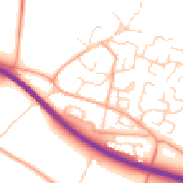 Daytime road noise heatmap for PE28 9AZ