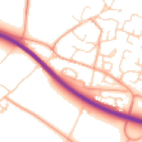 Daytime road noise heatmap for PE28 9BR