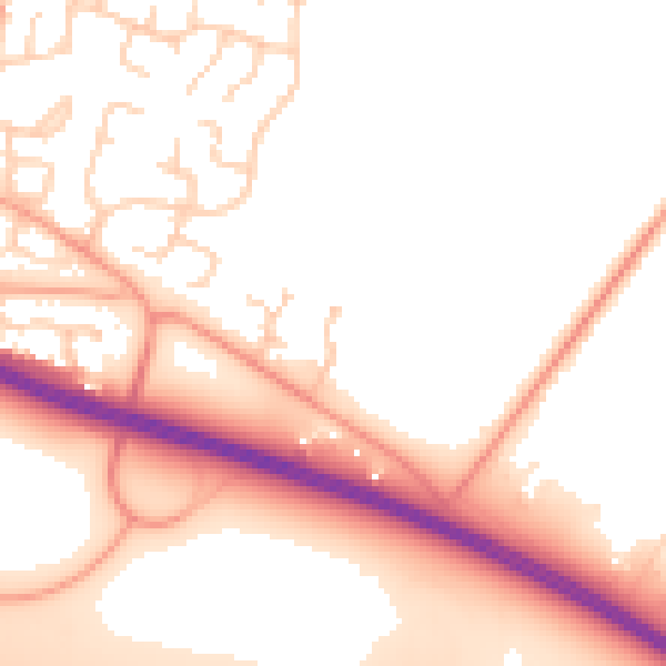 Daytime road noise heatmap for PE28 9FJ