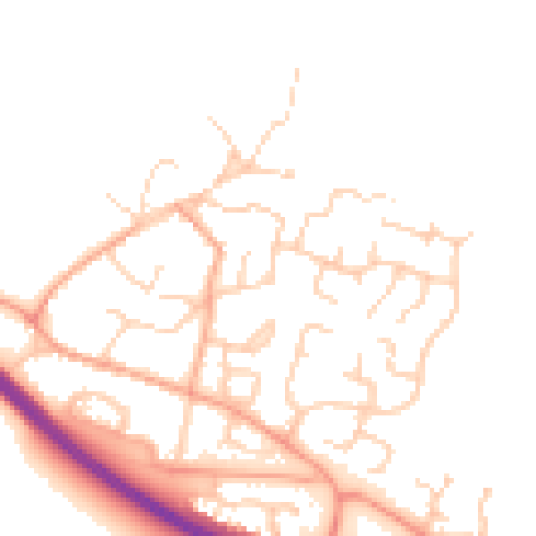 Daytime road noise heatmap for PE28 9JL