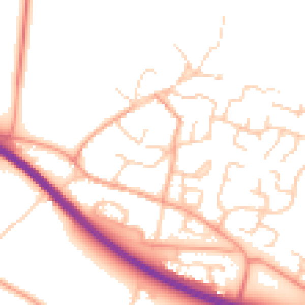 Daytime road noise heatmap for PE28 9JU