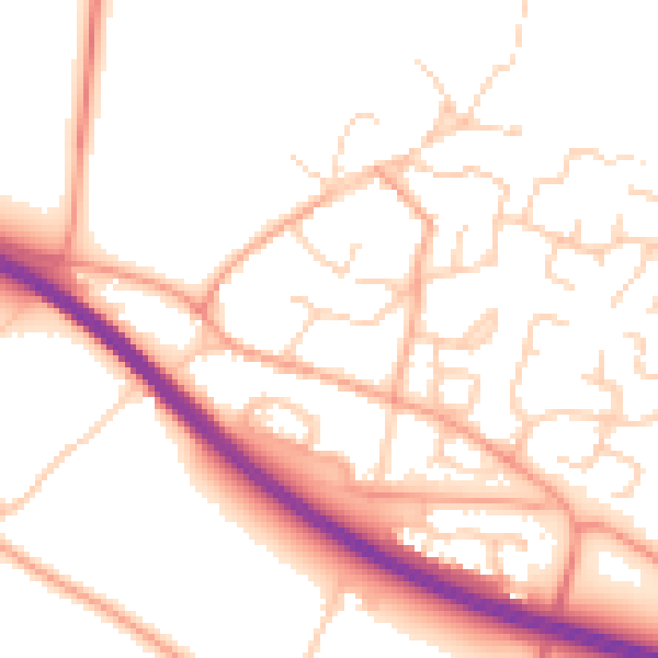 Daytime road noise heatmap for PE28 9JX