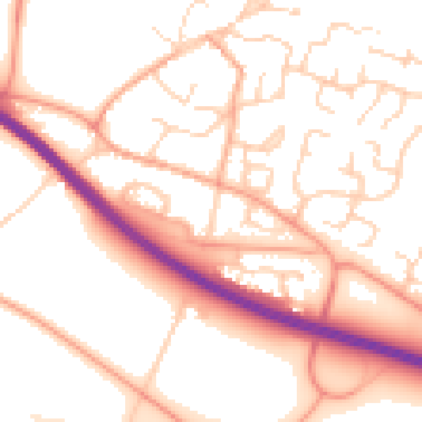 Daytime road noise heatmap for PE28 9LB