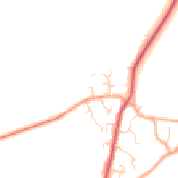 Daytime road noise heatmap for PE28 9PD
