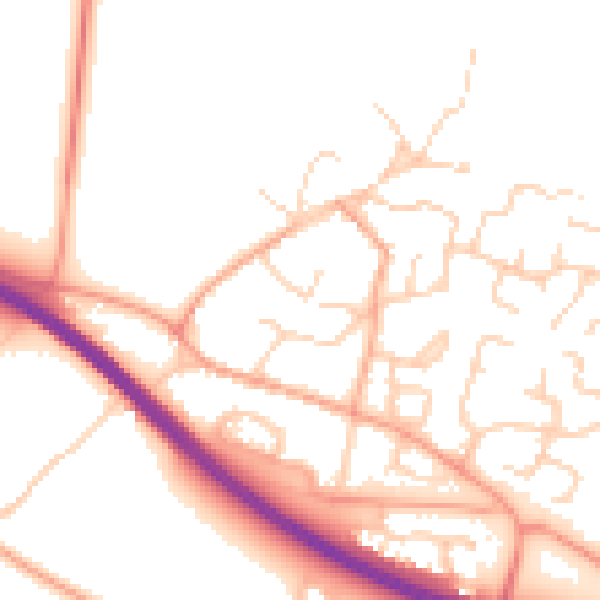 Daytime road noise heatmap for PE28 9PZ