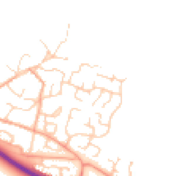 Daytime road noise heatmap for PE28 9QD
